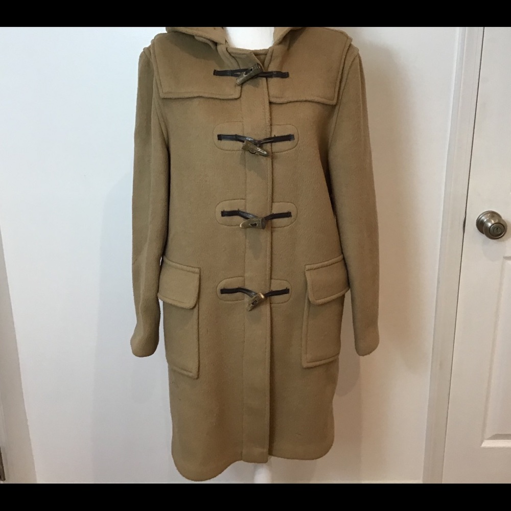 LL BEAN VTG TOGGLE DUFFLE WOOL COAT ENGLAND SZ 14 - Picture 2 of 16